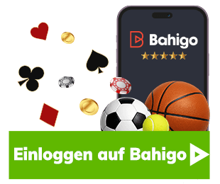 Smartphone Anzeige mit Sport Symbolen und Bahigo Login Bereich
